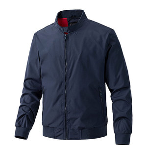 Blouson Bomber Homme Bleu Marine Coupe Slim Fermeture Éclair Col Rond Décontracté Coupe-Vent Polyester Hiver Séchage Rapide Uni - Product Image 6