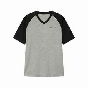 Camiseta de Manga Raglán con Cuello en V para Mujer, Color Gris Negro, Corte Holgado, Algodón Jersey, Estilo Casual, Primavera Verano, Marca Hawk Eye - Product Image 6
