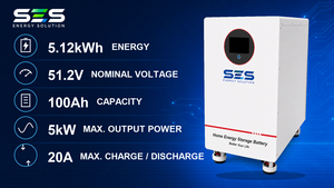 SES Home Energy Storage <b>Battery</b> 30kWH LiFePO4 All-In-One Wall-Mounted Hybrid Grid <b>48V</b> IP65 Protection CAN/RS485 Communication - Product Image 5