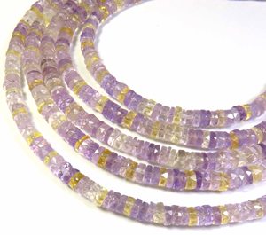 Cuentas de Ametrina Rosa Natural en Forma de Heishi de 5.5mm, Perforadas al Centro, Hilo de 16 Pulgadas, Gemas de Joyería Facetadas de Alta Calidad - Product Image 1