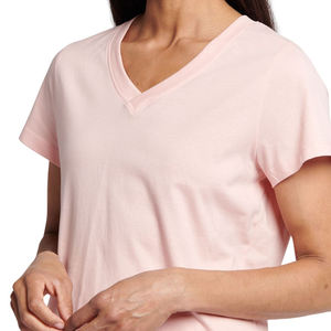 T-shirt décontracté à manches courtes et col rond en coton de couleur unie pour femme – Vente en gros, OEM, tendance estivale - Product Image 4