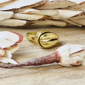 Modern Bohemia Cowrie Shell Brass <b>Ring</b> <b>Women</b> 18K Gold Plated Ocean Beach Jewelry Dainty Statement <b>Ring</b> - Product Image 3