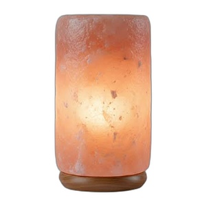 Lampe cylindrique en sel rose de l'Himalaya pur et biologique avec base en bois, purificateur d'air, vente en gros - Product Image 4