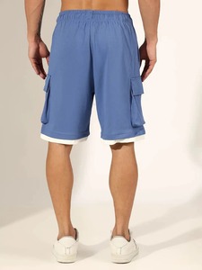 Pantalones Cortos Cargo Azules Casuales para Hombre, Cintura Media, con Cordón, de Algodón, Estilo Bermuda, con Bolsillos, Transpirables - Product Image 2