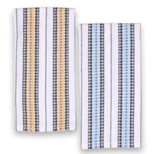 Serviette de cuisine en coton 100% certifié GOTS, tissée, à rayures et à carreaux, douce, confortable, séchage rapide, gaufrée, écologique, multi-usages - Product Image 2