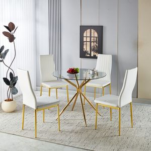 Tavolo da Pranzo Moderno Salvaspazio per Cucina e Soggiorno con Piano in Vetro Temperato e Gambe in Metallo Cromato Elegante Colore Cromo - Product Image 2