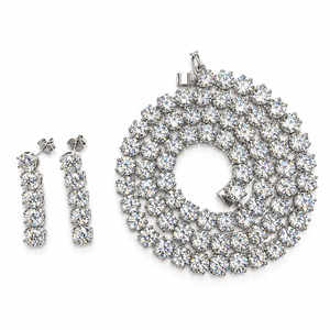 Moissanite <b>Necklace</b> <b>Set</b> in 925 Sterling <b>Silver</b> Rhodium Plated Luxury Jewelry for Anniversary Engagement & Party - Product Image 2