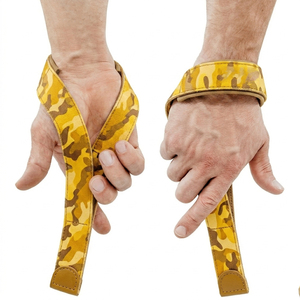 Sangles de musculation en cuir PU pour la force athlétique, motif camouflage, pour tractions et entraînement, unisexe - Product Image 1
