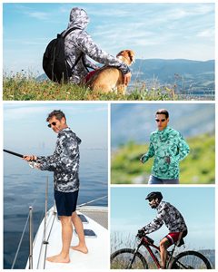 เสื้อฮู้ดตกปลาแขนยาวประสิทธิภาพสูงพร้อมผ้าคลุมคอ ป้องกันรังสียูวี UPF 50+ แห้งเร็ว ระบายอากาศได้ดี ผลิตจากโพลีเอสเตอร์ - Product Image 4