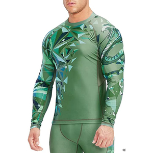 Best Quality <b>Men's</b> Breathable Long Sleeve Winter Rash Guard Heat-Transfer Printing Spandex/Polyester Material Customizable Logo - Product Image 1
