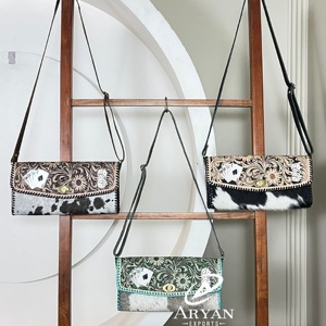 Custom Hand Tooled Cow Leather Lock Handbag Purse Western Fashion High Quality Elegant Luxury Crossbody Shoulder <b>Bag</b> for Women's - Product Image 1