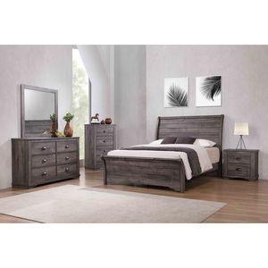 <b>Rustic</b> Gray Contemporary Wooden Four-Drawer Bed Side <b>Cabinet</b> 1pc <b>Rustic</b> Gray Dresser Furniture - Product Image 4