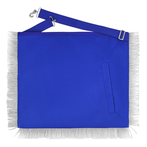 Tablier de maître de loge bleu - Broderie argentée avec ruban bleu, couronne et franges, broderie personnalisée et présentation de qualité supérieure. - Product Image 2