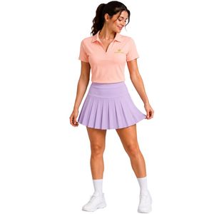 Ensemble polo et jupe plissée pour femme, rose pêche et lavande, vêtements de sport personnalisés, respirants, à séchage rapide, haute performance - Product Image 1