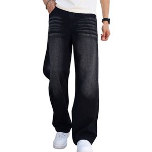 Jeans Unisex Ligeros de Pierna Recta Lavados, Transpirables, de Secado Rápido, en Mezclilla Azul Oscuro, Pantalones Casuales para Venta al Por Mayor - Product Image 1