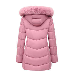 Winter Women <b>Pink</b> <b>Waterproof</b> Eco-Friendly Puffer <b>Jackets</b> Girls OEM Wholesale Ladies Baggy Thick Warm Cropped Lightweight Cotton - Product Image 2