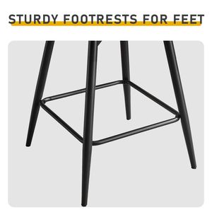 Tabourets de bar modernes marron avec dossier amovible, panneau arrière en bois courbé et pieds en métal (2 pièces) - Product Image 4