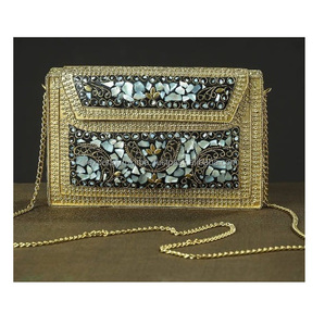 Indian Style Mosaic Bohemian Metal Clutch <b>Bag</b> for <b>Women</b> Luxury Evening Handmade <b>Messenger</b> Wedding Purse Chains Wholesale - Product Image 3