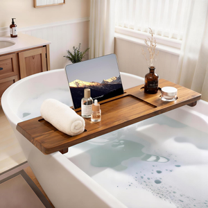 Premium Acacia Wooden <b>Bath</b> Tray for Tub Bathtub <b>Caddy</b> Tray Hotel Bathroom Accessories Wholesale from Vietnam - Product Image 2