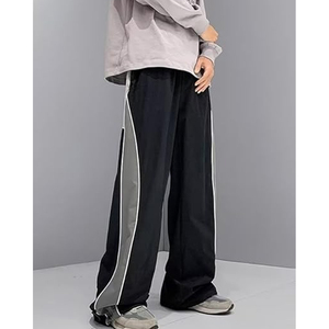Pantalon de survêtement coupe droite décontracté pour homme en polyester/nylon imperméable et coupe-vent, taille mi-haute élastique, coupe ample, poids moyen, idéal pour l'hiver - Product Image 3