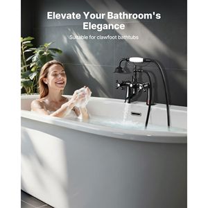 Rubinetto Vintage per Vasca da Bagno con Piedini in Bronzo Oliato, Montaggio su Bordo Vasca, Doccia a Mano, Superficie Spazzolata - Product Image 2
