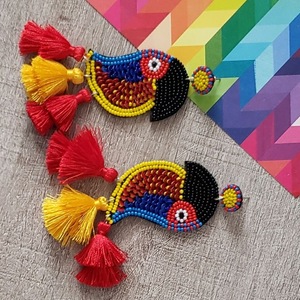 Boucles d'oreilles pendantes cocktail perlées, à sequins, motif boisson, colorées, bijoux de fête pour femme - Product Image 5