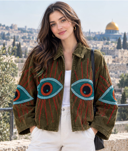 Hand Embroidered <b>Velvet</b> <b>Jacket</b> With Eye Pattern Stand Collar Full Sleeve Autumn Women's Outerwear Turn-down Collar Full Sleeve - Product Image 2