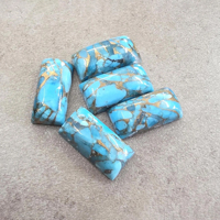 Cabochon de turquoise bleue naturelle, grand rectangle, dos plat, pierre précieuse calibrée, qualité AAA, certifiée par un tiers, différentes tailles