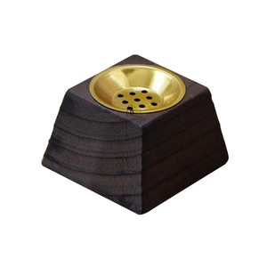Square Wooden Bakhoor Burner Modern Stepped Arabic Oud <b>Incense</b> <b>Cone</b> Holder Stand With Removable Gold Metal Cup For <b>Incense</b> Use - Product Image 2