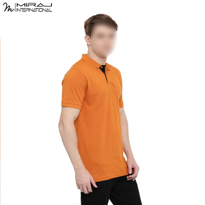 New Trendy Breathable Comfortable Wholesale Price Newest Design Men <b>Orange</b> Color Half Button <b>Polo</b> Shirt For Men Casual Wear - Product Image 3