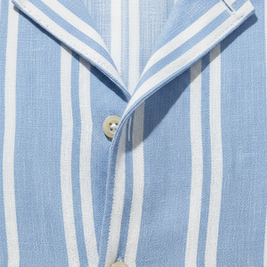 Summer Men Striped Shirts Button up Short Sleeve Shirts Turn-<b>down</b> Collar Breathable Poplin Fabric Summer Woven Shirt - Product Image 2
