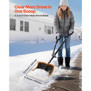 Pelle à neige en plastique légère de 18 pouces, poignée en D, poignée antidérapante, grande capacité pour le déneigement des allées, des voitures, du camping - Product Image 4