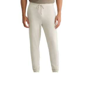 Pantalon de survêtement en coton bleu marine pour homme, taille élastique avec cordon de serrage, décontracté, poids moyen, respirant, anti-boulochage, délavage à la pierre - Product Image 4