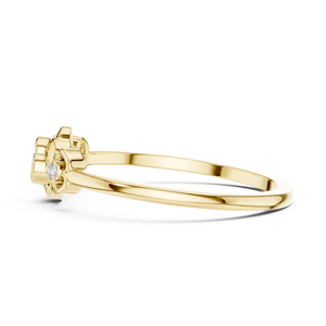 Bague solitaire florale en or jaune avec accents de diamants cultivés en laboratoire |   Bague de fiançailles élégante inspirée de la nature pour femmes - Product Image 2