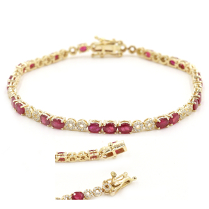14KY Ruby (Oval) 4.83 CT, White Diamond (Round) 0.64 CT <b>Bracelet</b> - Product Image 2