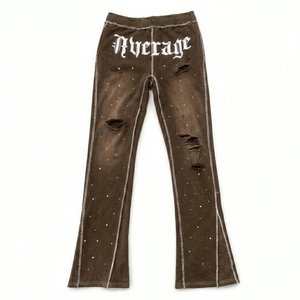 Conjunto de chándal de hombre de alta calidad con corte holgado, estilo vintage, efecto desgastado, bordado, apliques, lavado ácido, cremallera y pedrería, estilo streetwear. - Product Image 4