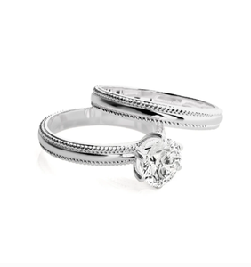 925 Sterling Silver Silver Solitaire <b>Couple</b> Rings - Product Image 3