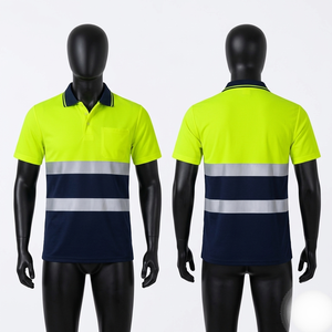 Polo de travail en polyester 260 GSM Bird Eye, violet et noir, avec panneau réfléchissant, uniforme de sécurité, broderie personnalisée - Product Image 4