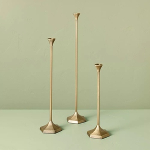 Vintage design gold plated metal small medium large candle holder 3 <b>pc</b> <b>set</b> tall taper candlestick holder customization options - Product Image 1