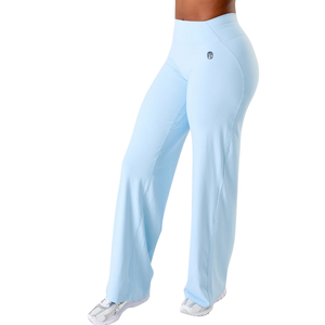 Pantalones de Cintura Alta para Mujer, Pierna Ancha, Largos, Fluidos, para Gimnasio, Yoga, Elásticos, Cómodos, Casuales, Deportivos - Product Image 1