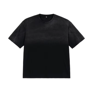 เสื้อยืดคอกลมแขนสั้นผู้ชาย สีดำ ผ้าฝ้าย ทรงปกติ สไตล์ลำลอง ผ้าเจอร์ซีย์ ย้อมสีพื้น ผ้าถัก - Product Image 1