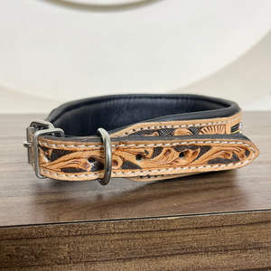 Collar de perro mascota de cuero genuino duradero suave y cómodo de alta calidad, diseño de lujo, Collar de mascota con cuentas de cuero mecanizado a mano - Product Image 6