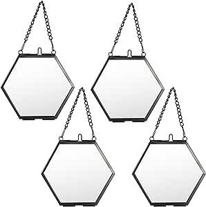 Hexagonal <b>Metal</b> <b>Frame</b> With Pressed Daisy Flower Hanging Ornament - Product Image 3