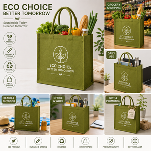 AMANI Custom Logo Laminated Jute Tote <b>Bag</b> with Rope Handle-Eco-Friendly Reusable Beach & Daily Use Shopping <b>Bag</b> <b>Medium</b> Size - Product Image 4