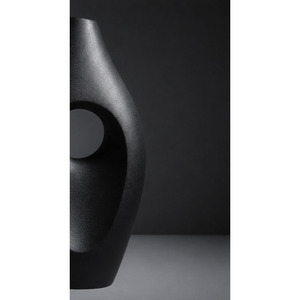 Impresionante Florero de Metal Negro Mate con un Diseño Escultural Abstracto y Central Hueco para Decoración Interior Moderna - Product Image 6