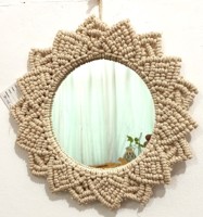 Nouveau Style fait à la main macramé miroir tenture murale Boho acrylique miroir maquillage pour salon chambre décor à la maison