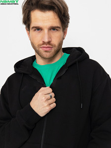 Sudadera con capucha y cremallera para hombre, de tela gruesa y pesada, para clima invernal, con forro aislante, gruesa y sólida. - Product Image 6