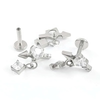 Boucles d'oreilles géométriques en titane G23 pour homme et femme, avec pendentif Cœur Cupidon en zircon, à dos plat, bijoux de fête perforés, vente en gros