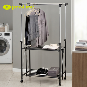 Tendedero de Ropa de Doble Nivel, de Acero, Móvil, Tipo Vertical, Diseño Minimalista para Baño, Lavadero, Organizador de Almacenamiento - Product Image 4