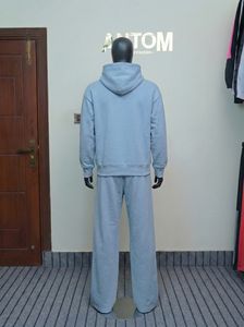 Ensemble de survêtement décontracté à capuche pour homme, pantalon de jogging et sweat-shirt respirant, uni et épais, personnalisable - Product Image 4